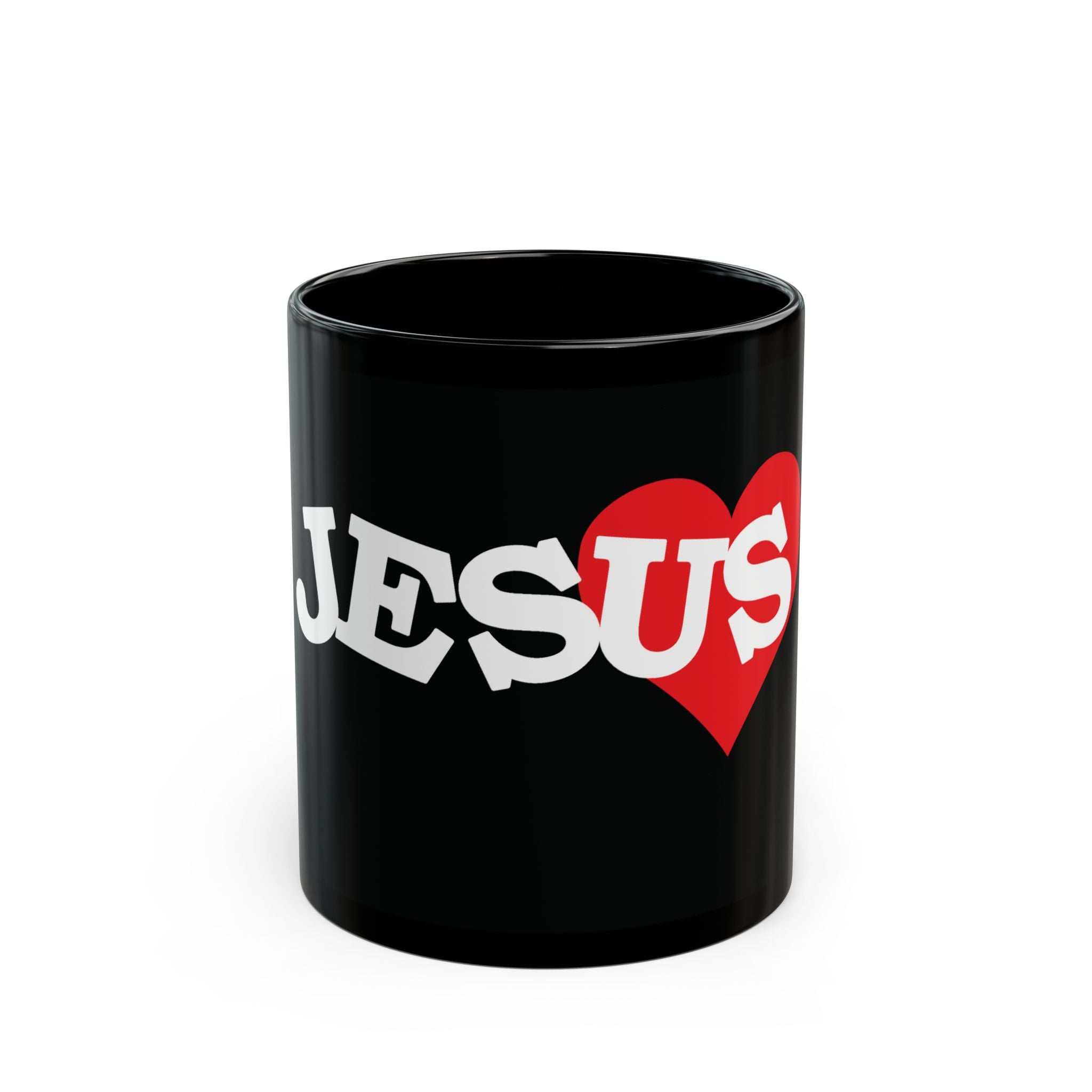 Love Jesus Black Mug